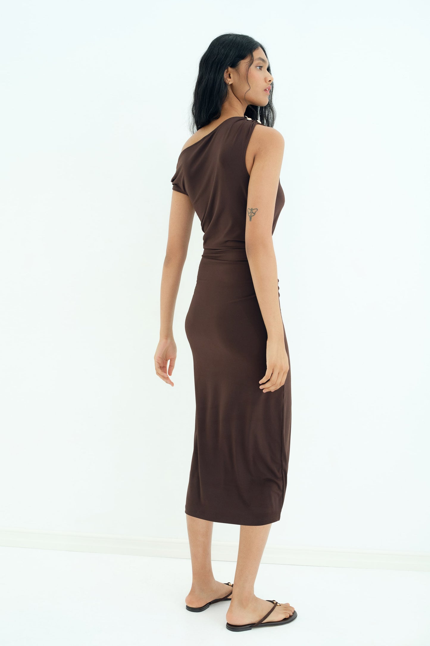 Draped one shoulder dress