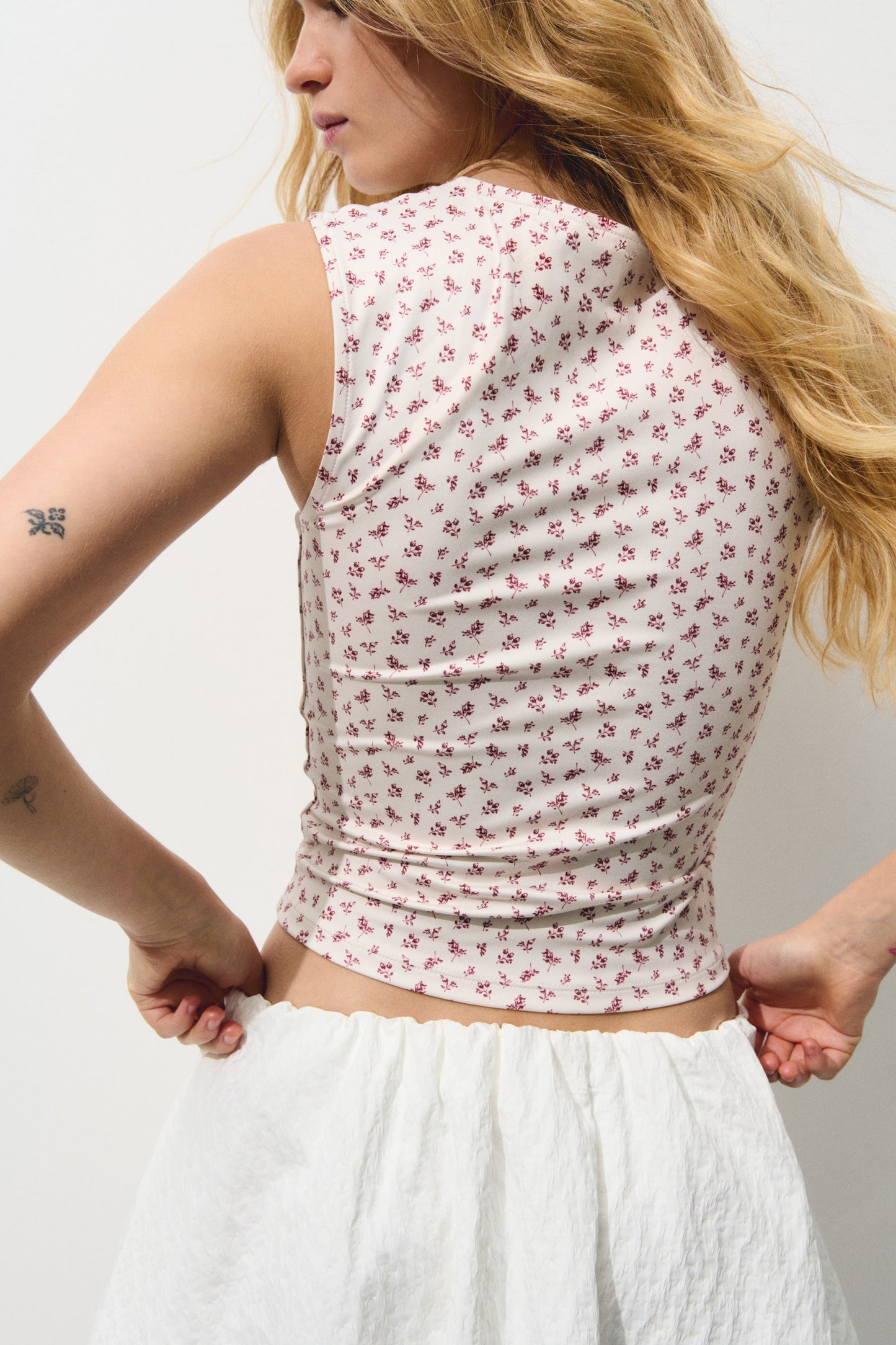 Gathered vest top Floral