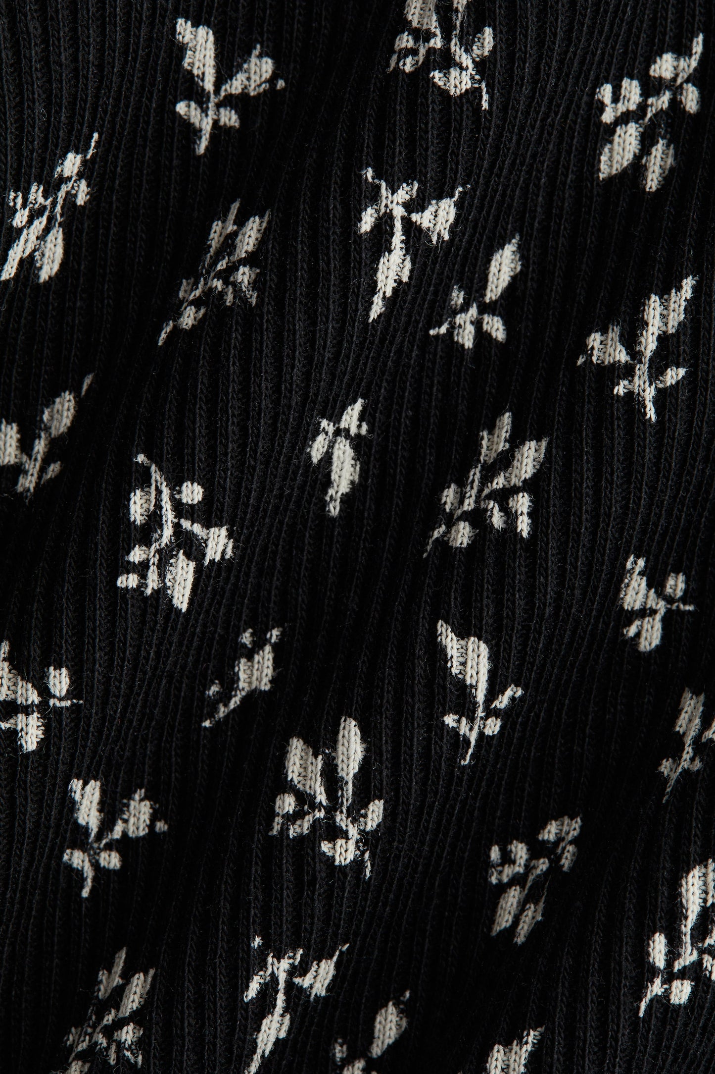 Ribbed boat-neck top Black/Floral