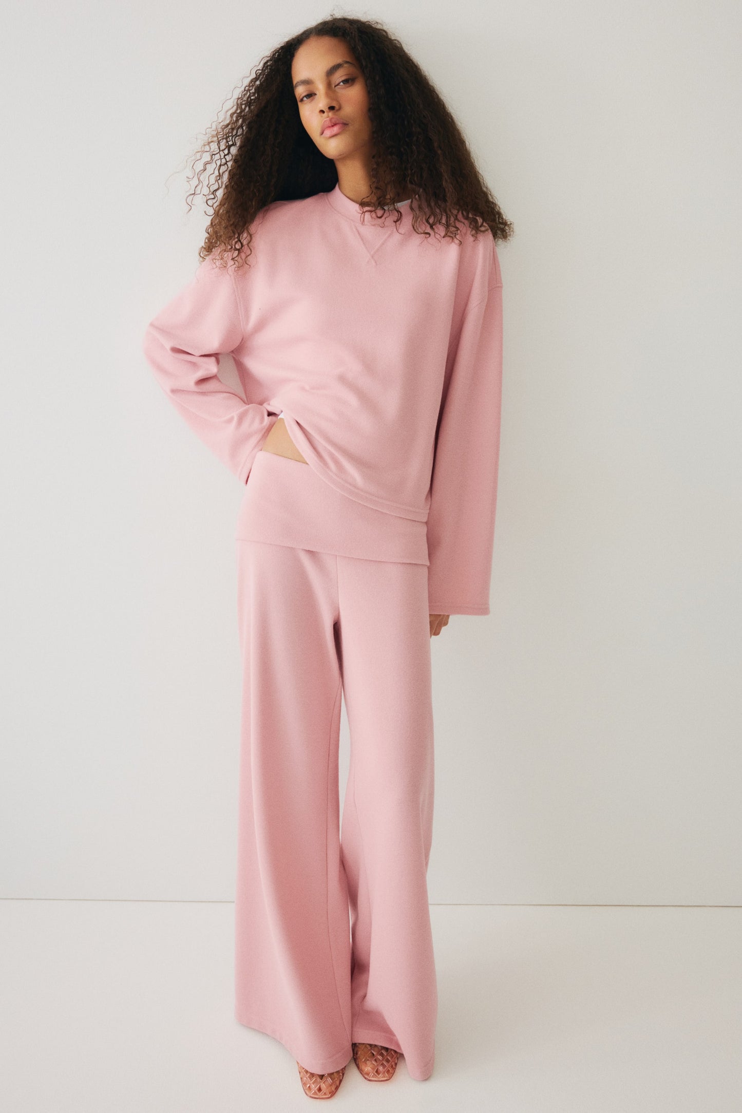 2-piece jersey top and trousers set Pink