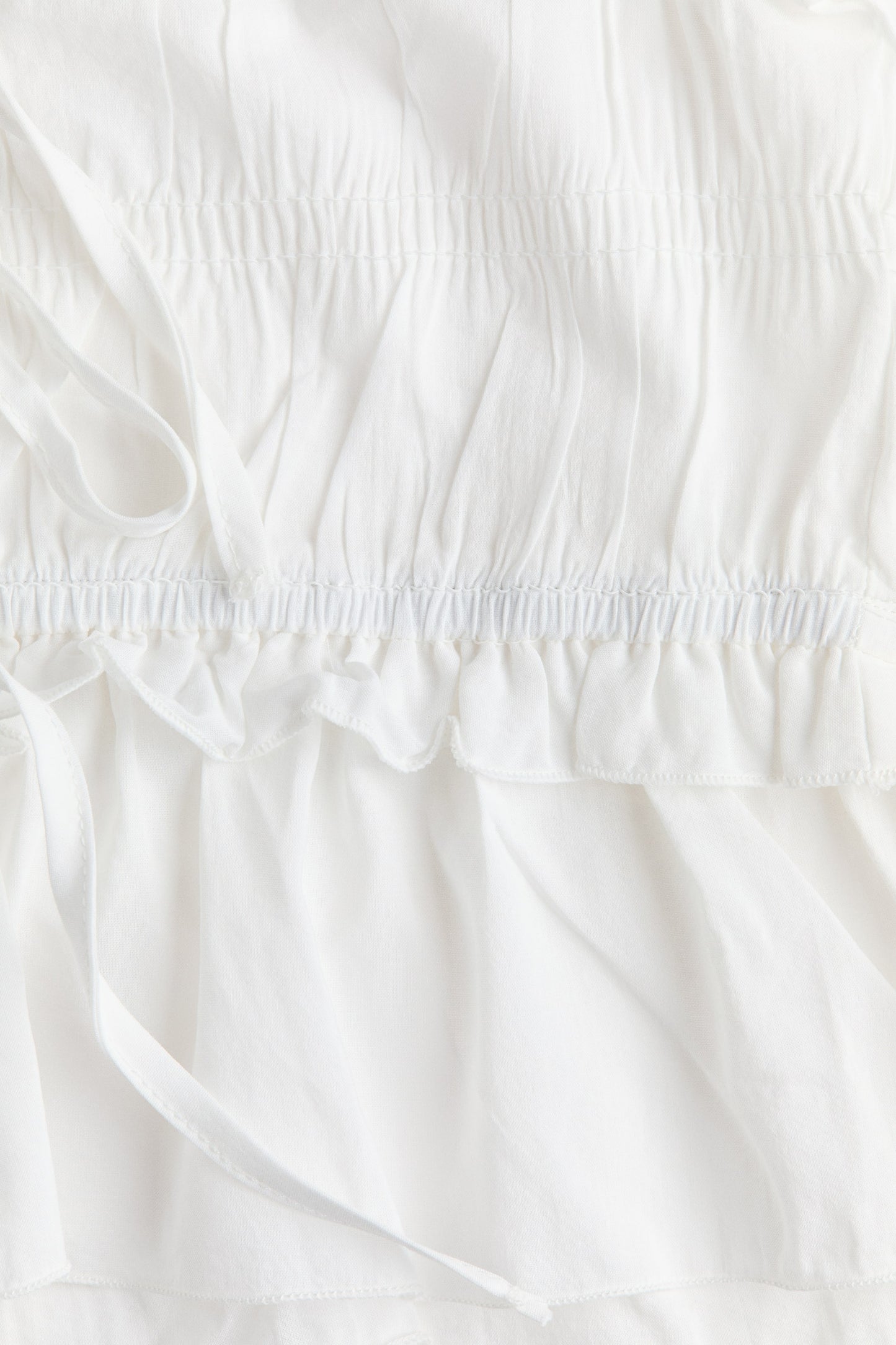 Tie-detail smocked top Cream