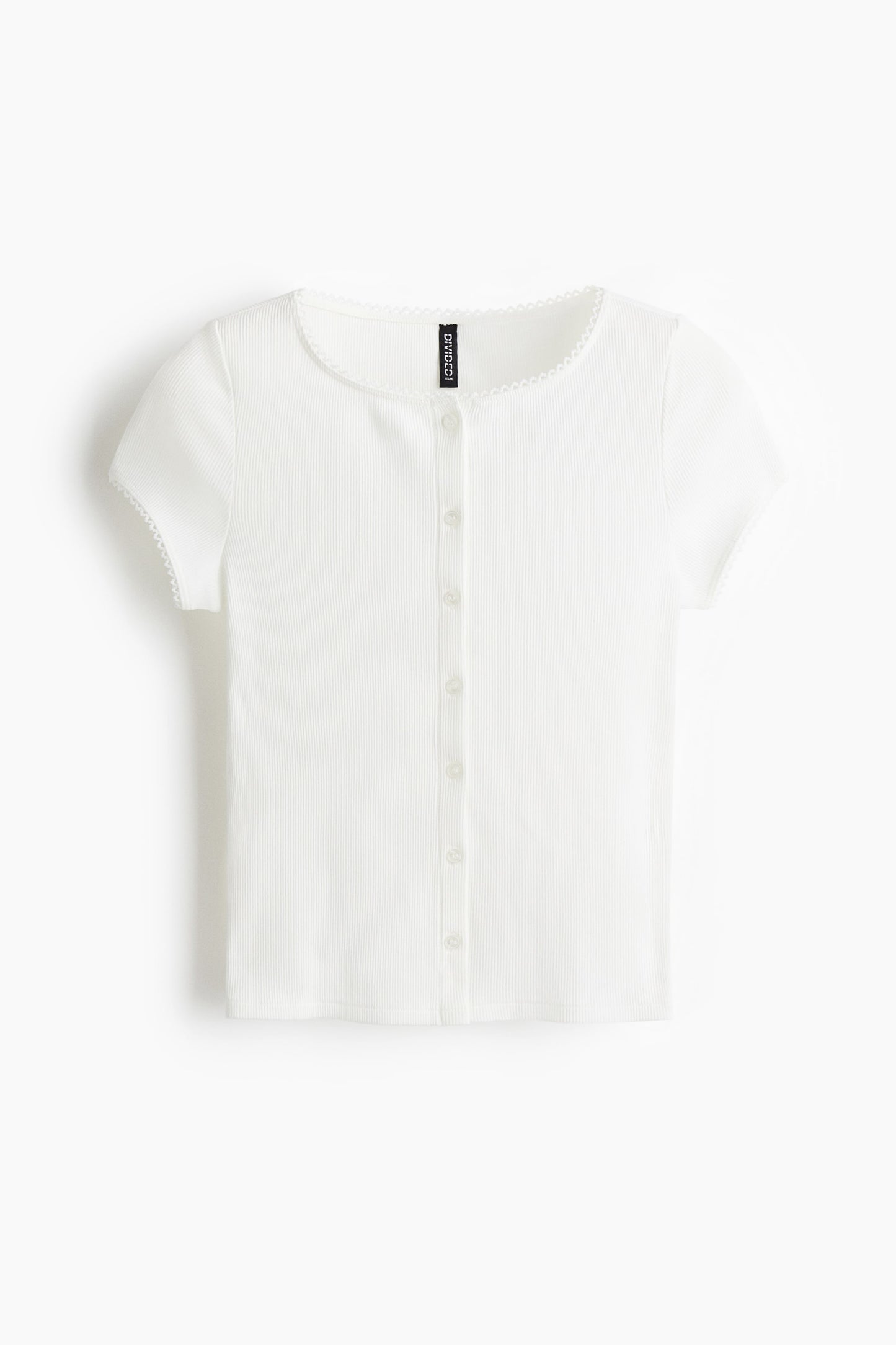 Ribbed button-front top