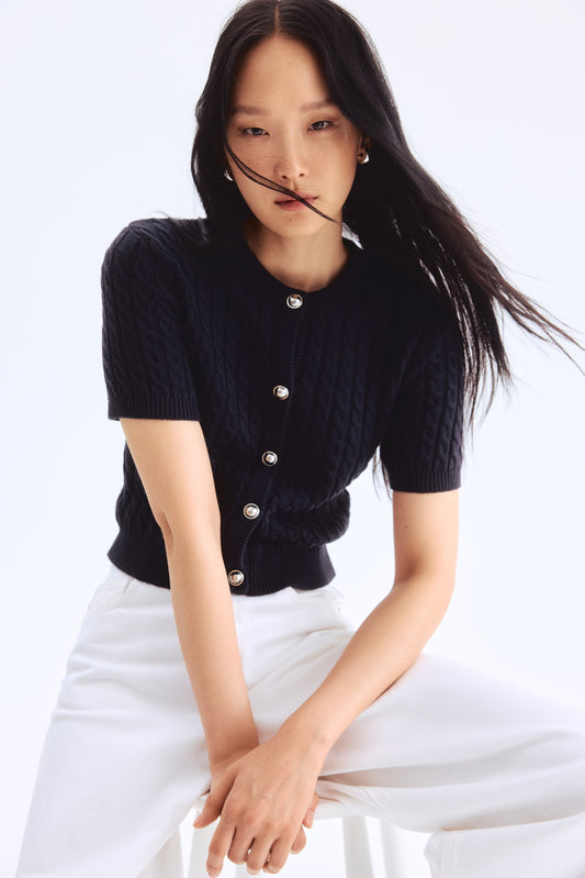 Cable knit cardigan