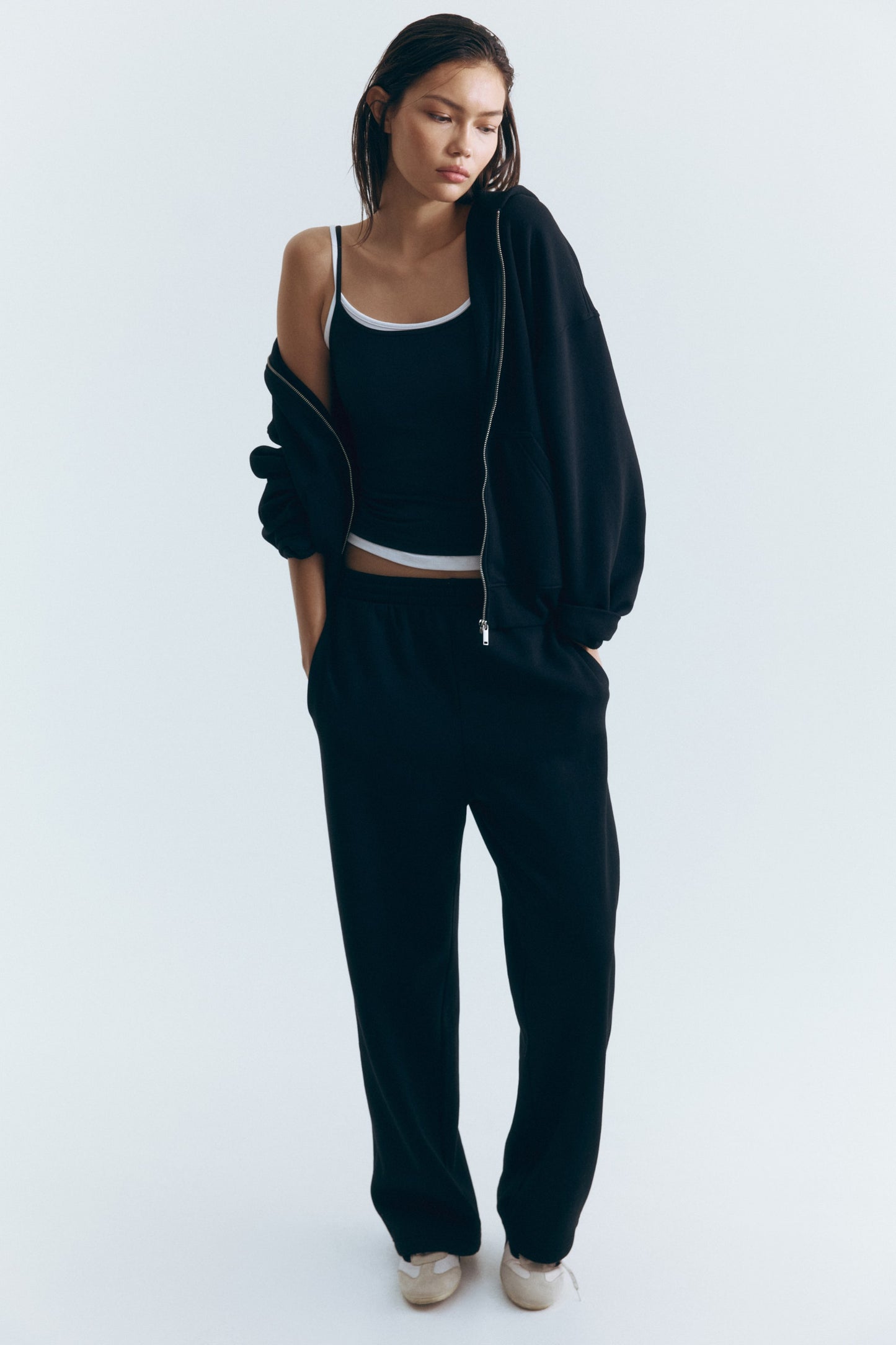 Zip-through hoodie Black