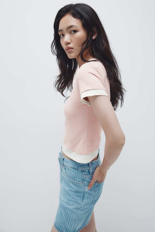 Layered-look T-shirt Pink