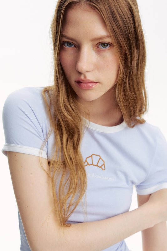 Croissant Fitted cotton T-shirt