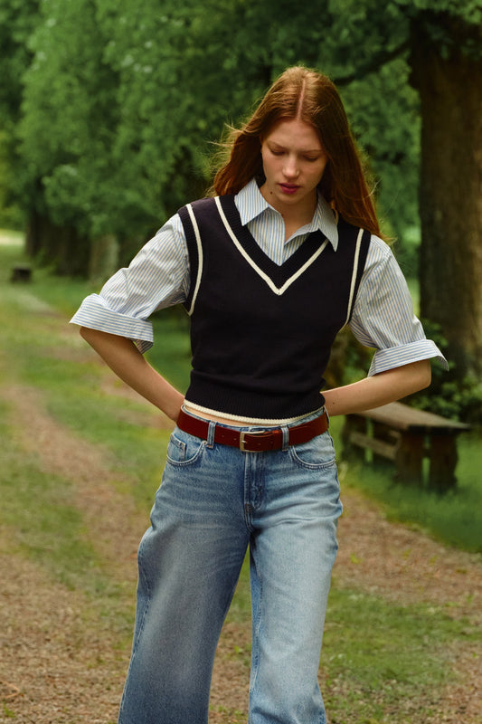 Cable-knit sweater Black