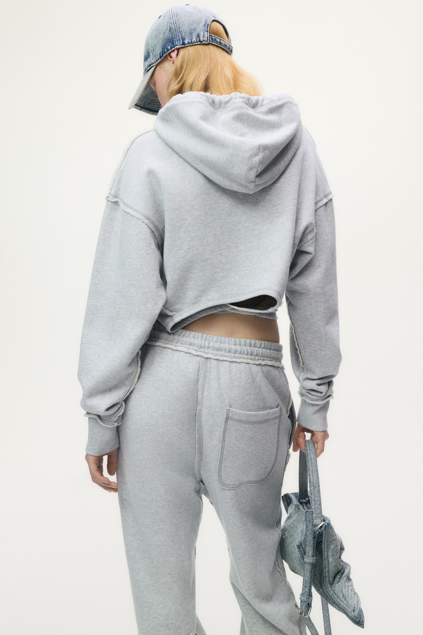 Tie-detail printed hoodie