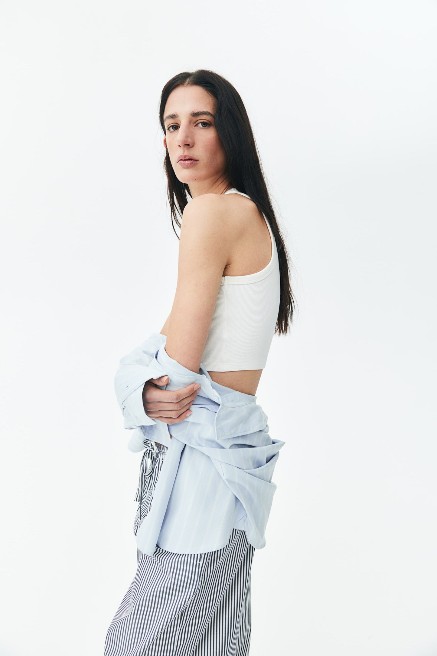 Cropped vest top White