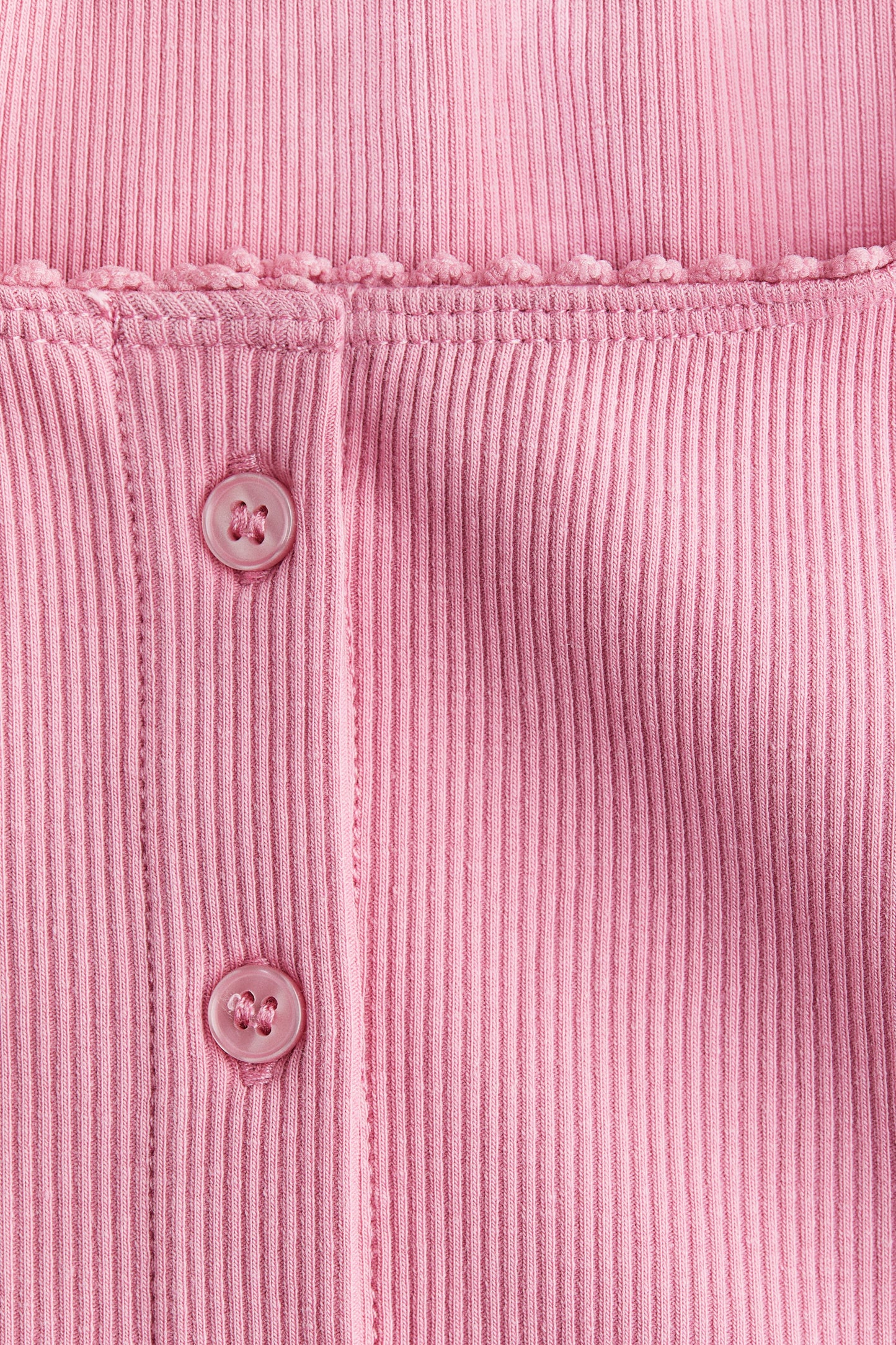 Ribbed button-front top Pink